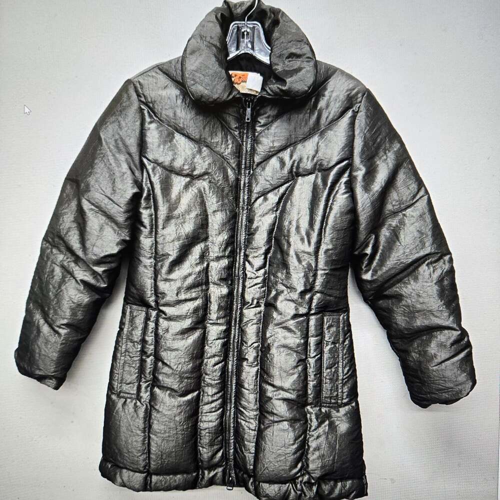 Comfy Puffer Jacket Size 8 Vintage Metallic Gray Down Insulated